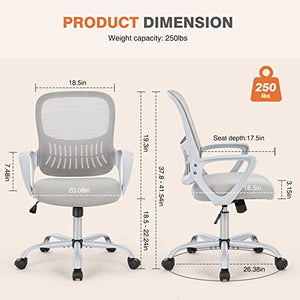 Sweetcrispy Ergonomic Office Computer Desk Chair with Lumbar Support, Grey