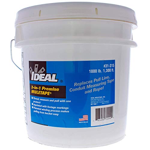 IDEAL Electrical 31-315 Muletape™ 3-in-1 Pull Tape - 1800lb Tensile Strength, 1300 ft. Length Bucket Electrical Pulling Rope