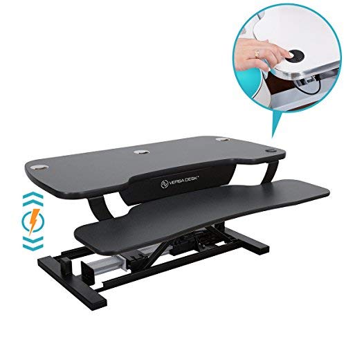 VersaDesk Power Pro - 48" Electric Height-Adjustable Desk Riser - Sit to Stand Desktop with Keyboard and Mouse Tray - Black