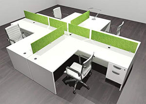UTM Furniture Modern Acoustic Divider Office Workstation Desk Set - 4 Person, OF-CPN-FPRA41
