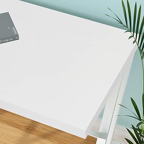 LVB Large 2 Person White Computer Desk with File Cabinet and Storage Shelf