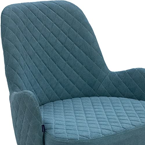Generic Aqua Blue Fabric Upholstered Caster Chairs (Set of 2) - Modern Contemporary Metal Finish