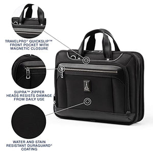 Travelpro Platinum Elite-Slim Business Laptop Briefcase, Shadow Black, 16-Inch