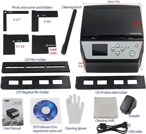 MAHWER Slide Scanner, Convert Color & B&W 35mm, 110Film Negatives to JPEG, 22MP Digital Film