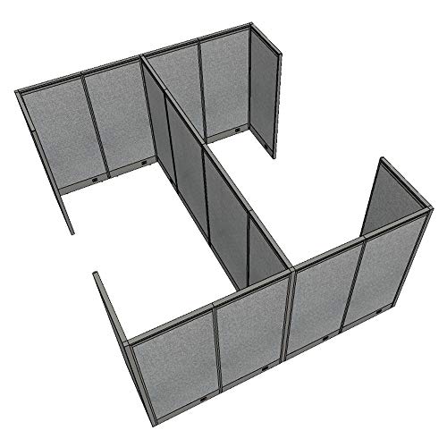 GOF Double 4 Person Workstation Cubicle (10' x 12' x 4') - Grey