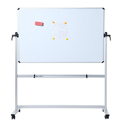 VIZ-PRO Double-Sided Magnetic Mobile Whiteboard,60 x 48 Inches Aluminum Frame & Stand