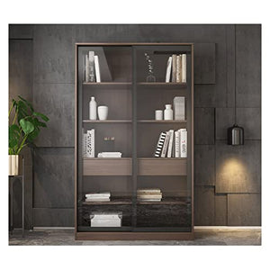 HARAY Floor-to-Ceiling Bookcase with Glass Sliding Door - B, L Size