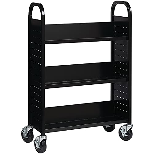 Hirsh Industries Single Sided Book Cart - Black 21789