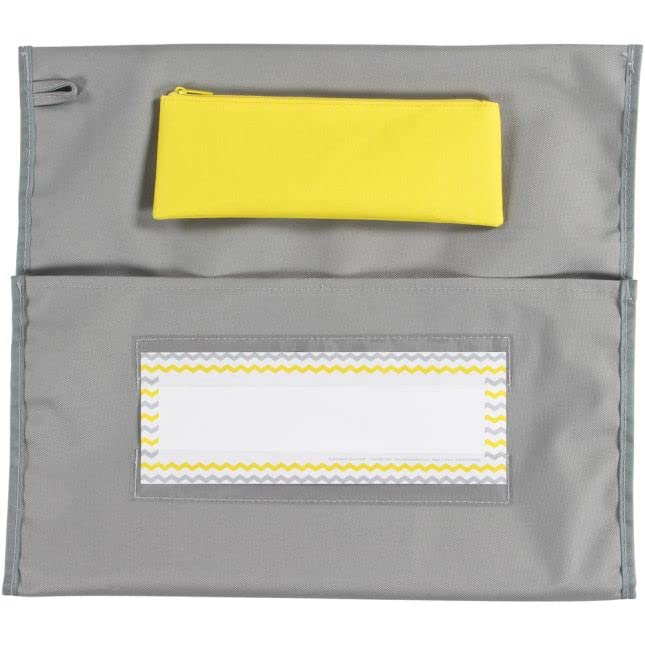Really Good Stuff Deluxe Chair Pockets – Set of 36 – Classroom Chair Organizer with Pencil Pouch and Name Tag Keeps Students Organized and Classrooms Neat - Gray