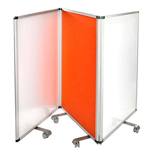 AdirOffice Double-Sided Whiteboard & Flannel Partition – 45”x32x - Mobile Writing and Display Room Dividers - Colorful Versatile Rolling Partition Perfect for Homes and Commercial Use (Red)