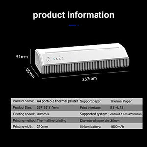 WEWE.V Portable A4 Thermal Printer BT+USB Dual-Mode Built-in Battery