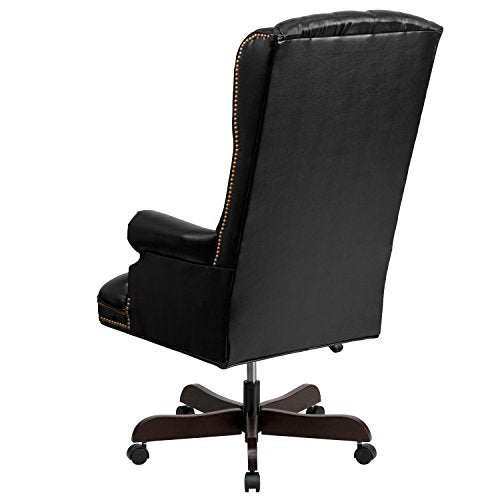 Flash Furniture High Back Traditional Tufted Black Leather Executive Swivel Chair with Arms