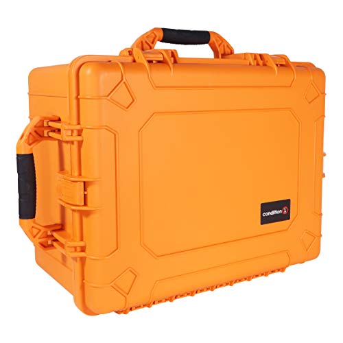 Condition 1 25" XL Waterproof Protective Hard Case with Foam, Orange - 25" x 20" x 14" #024 Watertight IP67 Rated Dust Proof and Shock Proof TSA Approved Portable Storage Trunk Carrier