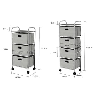 None Rolling Storage Cart with Fabric Bins - Home Office Filing Cabinet (Color: 3 Drawer)