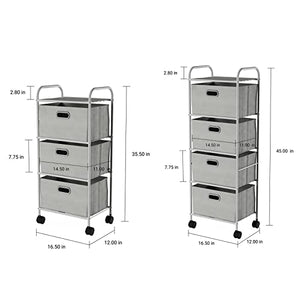 None Rolling Storage Cart with Fabric Bins - 4 Drawer Filing Cabinet (Color: 3 Drawer)