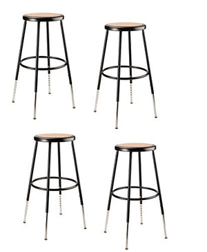 National Public Seating 6224H-10-CN 19" x 27" Height Adjustable Heavy Duty Steel Stool (4 Pack), Black