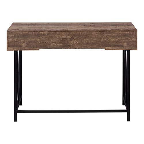 Monarch Specialties Laptop Table with Drawers-Industrial Style-Metal Legs Computer Desk Home & Office, 48" L, Brown Reclaimed Wood Look