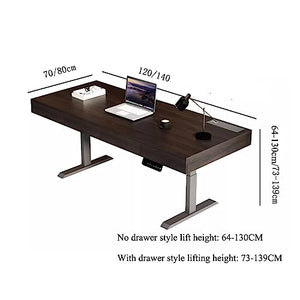 GRFIT Electric Lift Home Office Desk with Drawers - Light Luxury Style Solid Wood - Double Motor - Double Home Use - PC Desk (Color: B, Size: 140cm)