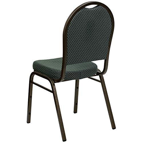 BizChair 4 Pack Green Patterned Fabric Stacking Banquet Chairs - Gold Vein Frame