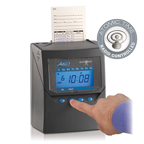 Lathem Calculating Atomic Time Clock, For 100 Employees, Includes Mounting Clip, Gray (7500E)