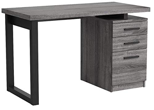 Monarch Specialties Laptop Table with Drawers for Home & Office-Contemporary Style Computer Desk, 48" L, Grey-Black Metal Leg