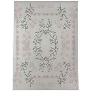 TRP Office Chair Mat for Carpet/Hardwood Floor 8' X 10' | Floral Print Jacquard Weave Pink/Gray/Ivory