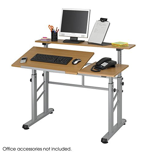 Safco Products 3965MO Split Level Drafting Table, Height-Adjustable, Medium Oak