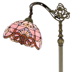 WERFACTORY Tiffany Floor Lamp Pink Stained Glass Arched Lamp 12X18X64 Inches - Gooseneck Adjustable Standing Reading Light - S003P Series