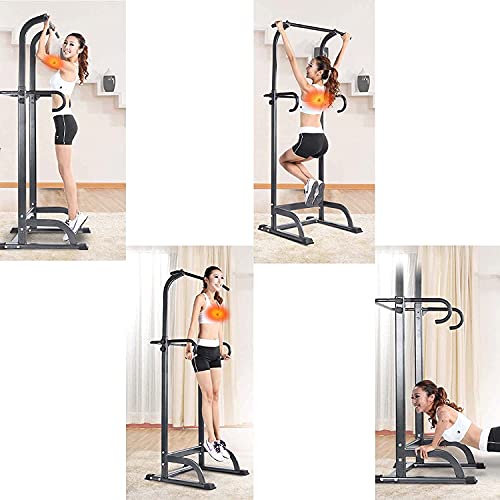 Pull Up Bar Dip Station Home Gym Power Tower Pull Up Station Adjustable Dip Tower Station Multifunction Pull Up Bars Free Standing Fitness Equipment for Strength Training Fitness Workout Exercise, Bla