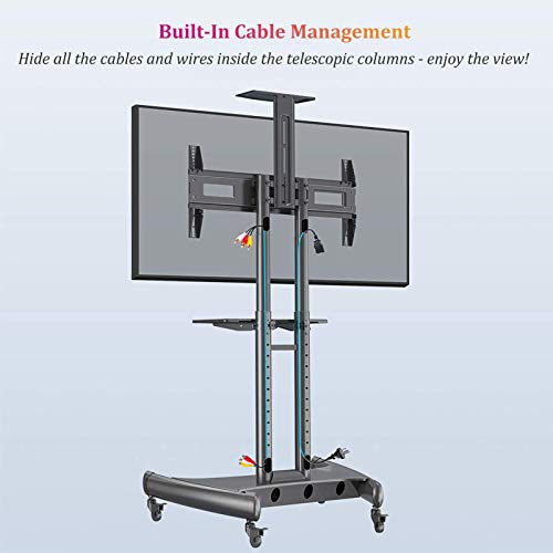 YokIma Universal Flat Screen TV Stand Cart - Heavy Duty Rolling TV Cart for 32-65 Inch Screens