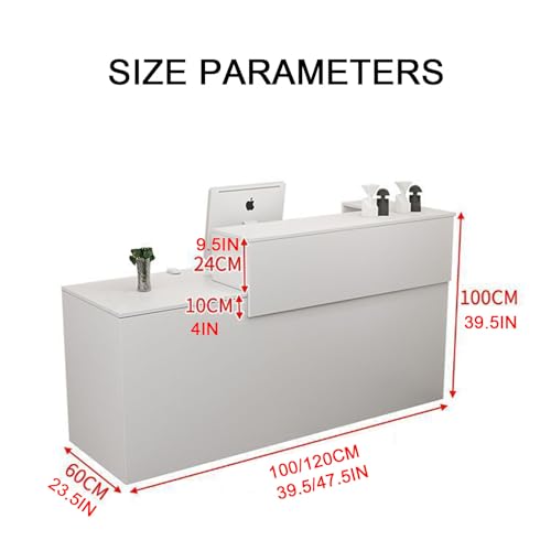 WDZDMYL Modern Reception Desk Counter Table with Lockable Drawer & Shelves