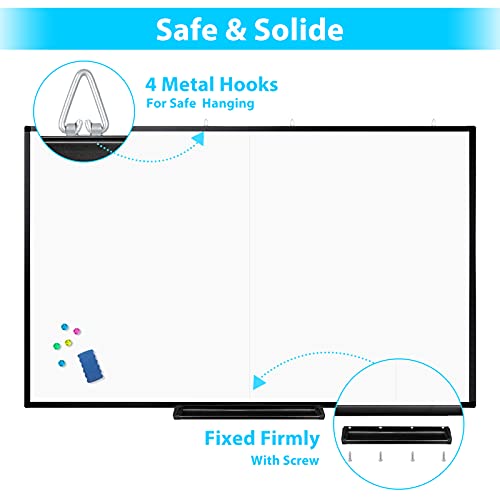 Large Whiteboard for Wall, maxtek 72 x 40 inches Dry Erase Board Magnetic White Board with Marker Tray 1 Eraser 3 Markers 6 Magnets | Foldable Memo Whiteboard for Office Home School