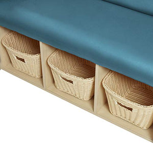 FDP Little Lux Upholstered Kids Sofa with Storage Compartments and Woven Baskets, Plush Furniture for Children Rooms - Teal