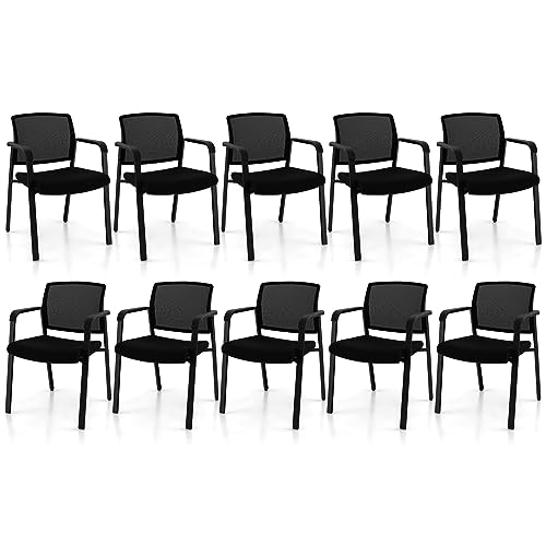 Giantex Reception Room Chair Set - 10-Pack Mesh Back Stacking Chairs