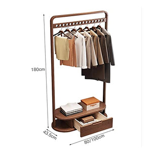 BinOxy Free Standing Coat Rack All Wood Hanging Clothes Rack - Heavy Duty Vertical Coat Shelf (1, 100cm)