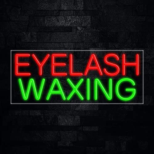 LED Flex Neon Eyelash Waxing Sign for Business Displays | Electronic Light Up Sign for Retail Businesses | 32"W x 13"H x 1"D
