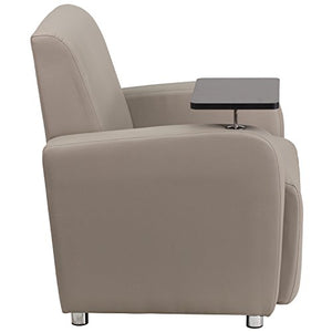 Flash Furniture George Gray LeatherSoft Guest Chair with Tablet Arm, Chrome Legs and Cup Holder