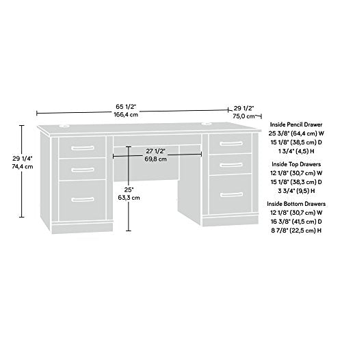 Sauder 408289 Office Port Executive Desk, Dark Alder Finish