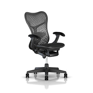 Herman Miller Mirra 2 Ergonomic Office Chair with Standard Tilt and Fixed TriFlex Back Support | Fixed Set Depth and Arms with Hard Floor Casters | Graphite Seat and Back