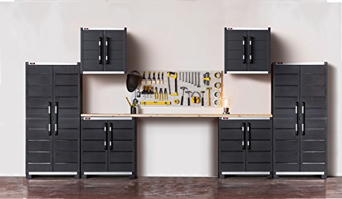 Keter XL Pro Freestanding Durable Resin Plastic Utility Tall Cabinet with Adjustable Shelving, Black