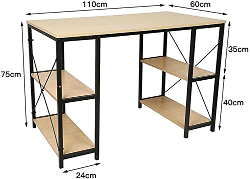 SYLTER Office Conference Table with Storage Shelves 43.3" - Black Metal Frame
