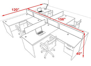 UTM Furniture Modern Acrylic Divider Office Workstation Desk Set - 4 Person, OF-CPN-SPB57