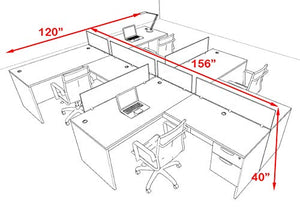 UTM Furniture Modern Acoustic Divider Office Workstation Desk Set - Four Person, OF-CPN-SPRG57