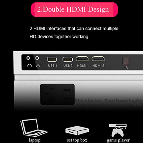 Video Projector Full HD,Deeirao Real 1080P Resolution Best Computer Projector LED Light Work with Amazon Fire TV Stick,PS4 Xbox360,HDMI,VGA,USB,AV,Laptop (Black)