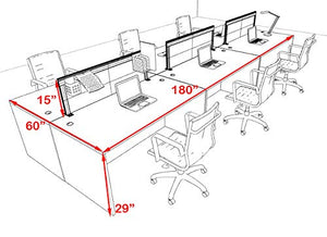 UTM Furniture Modern Aluminum Office Workstation Desk Set, 6-Person Divider Organizer OT-SUL-FPS11