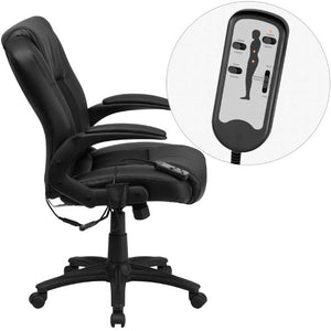 Flash Furniture Massaging Black Leather Executive Swivel Chair with Arms