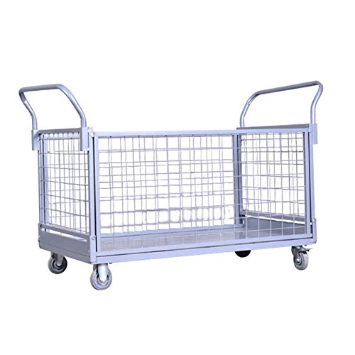 ZXXL Heavy Duty Steel Utility Cart with Folding Design, 660lb Load Capacity, Gray (Size: Large)