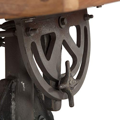 Vintage Drafting Table | Beirut Industrial Artist Desk Also Used as Full Standing Desk with Reclaimed Wood Table Top. Crank Adjustable Desk with Iron Cast Base, and tilt top Desk.