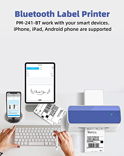 Bluetooth Thermal Label Printer - Wireless Label Printer, Shipping Label Printer Support iPhone, iPad, Android, High Speed Printing, Work with Ebay, Amazon, Etsy, Canva, USPS, UPS