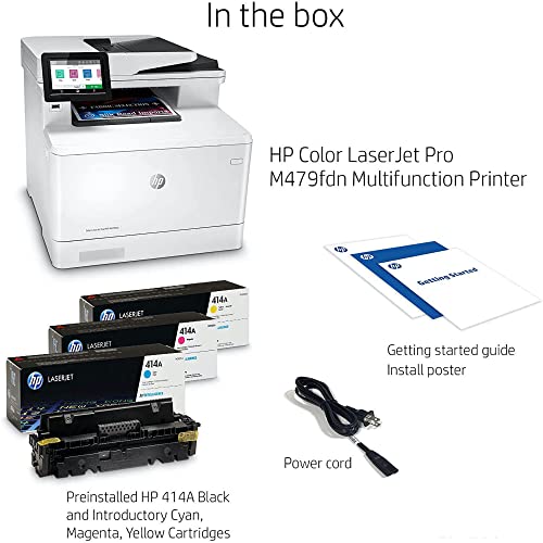 (Renewed) HP Laserjet Pro M479fdnA Color All-in-One Wired Laser Printer, White - Print Scan Copy Fax - 4.3" Touchscreen, 28 ppm, 600 x 600 dpi, 8.5 x 14, Auto Duplex Printing, 50-Sheet ADF, Ethernet